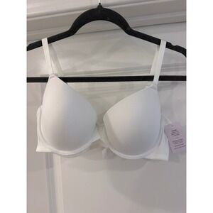 Auden Lightly Lined Demi Bra Womens 38B White Comfort Wire T-Shirt Bra NWT